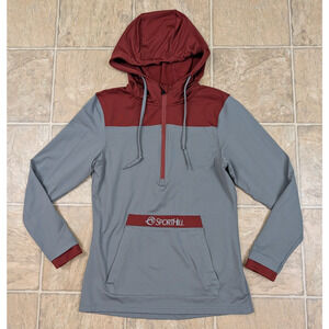 Sporthill women sz S Hoodie athletic Top stretchy 1/4 zip gray brown 2465